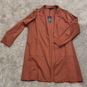 ds Open-Front Long Blazer in Rust